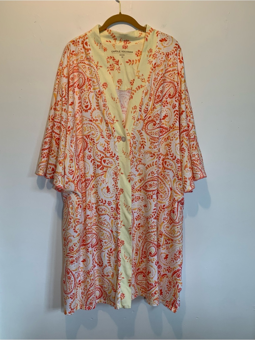 Carole Hochman Cotton Paisley Summer Lounge Robe 1x - Picture 9 of 9